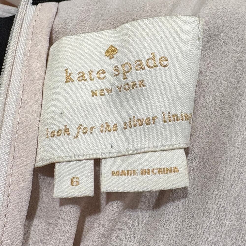 Kate Spade Size 6 Chiffon Bow Dress 100% Silk Midi Cream Black Halter Neck - Picture 5 of 15